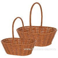 Корзина плетеная (пластик), 37x28xH12/34 см, 32x22xH11/32 см, набор (2 шт) - фото 1