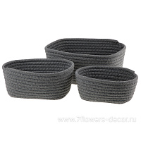 Кашпо плетеное (ткань), 17x14xH10 см - 26x20xH12 см, набор (3 шт) - фото 1
