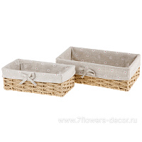 Кашпо плетеное (бумага), 20x16xH9 см, 24x12xH8 см, набор (2 шт) - фото 1