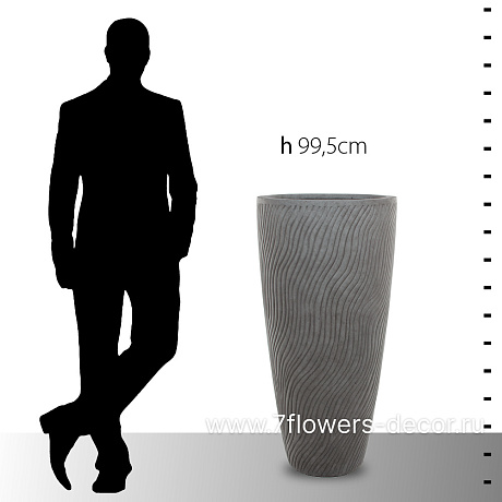 Кашпо Nobilis Marco Sand Waves dark grey Vase (файкостоун), D47хH99,5 см - фото 4