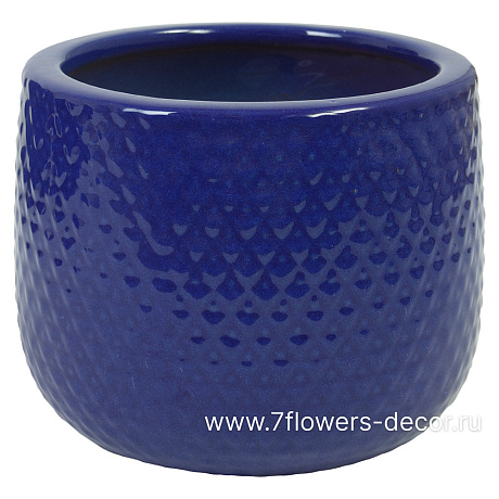Кашпо Nobilis Marco Royal Blue Relief Jar (керамика), D22хH18 см - фото 1
