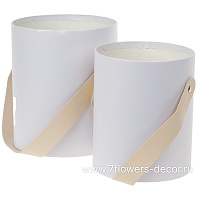 Коробка-кашпо, D14xH17,5 см, D12xH15,5 см, набор (2 шт), без крышки, с ручкой - фото 1