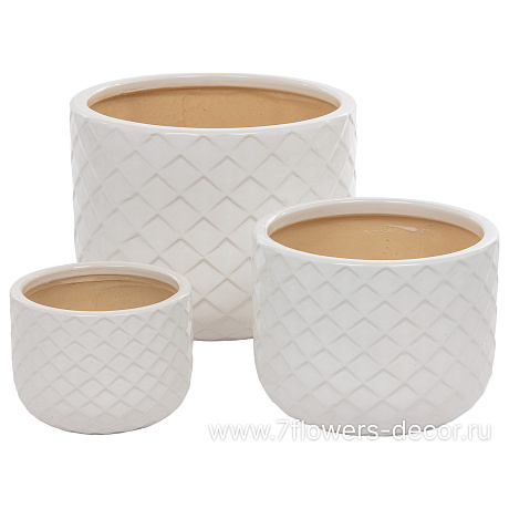Кашпо Nobilis Marco White Relief Jar (керамика), D23хH18 см - фото 3
