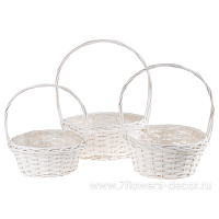 Корзина плетеная (ива), D35xH16/45 см - D23xH12/32 см, набор (3 шт) - фото 1