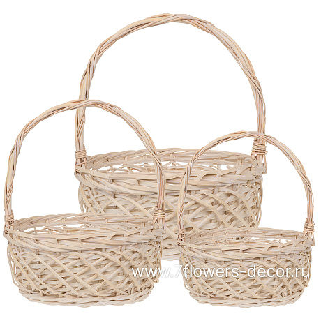 Корзина плетеная (ива), D45xH20/50 см - D29xH15/38 см, набор (3 шт) - фото 1