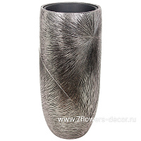 Кашпо полистоун Nobilis Marco "Pa-darksilver Sunrays Vase", D41хH95 см с тех.горшком - фото 1