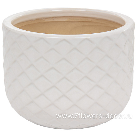 Кашпо Nobilis Marco White Relief Jar (керамика), D17хH12,5 см - фото 1