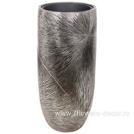 Кашпо полистоун Nobilis Marco Pa-darksilver Sunrays Vase, D41хH95 см с тех.горшком - фото 1