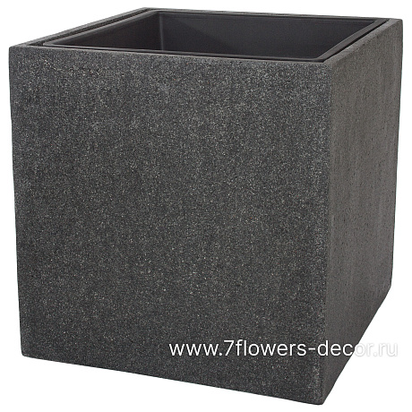 Кашпо Nobilis Marco Rock2-grey Cube (полистоун), 40х40хH40 см, с тех.горшком - фото 1