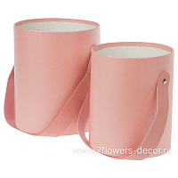 Коробка-кашпо, D14xH17,5 см, D12xH15,5 см, набор (2 шт), без крышки, с ручкой - фото 1