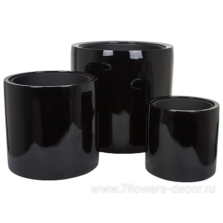 Кашпо полистоун Nobilis Marco Pmlac-black Cylinder, D53хH51 см с тех.горшком - фото 3