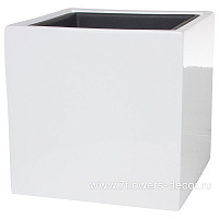 Кашпо полистоун Nobilis Marco "Pmlac-white Cube", 30х30хH30 см с тех.горшком - фото 1