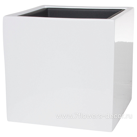 Кашпо полистоун Nobilis Marco Pmlac-white Cube, 30х30хH30 см с тех.горшком - фото 1