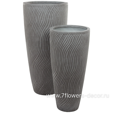 Кашпо Nobilis Marco Sand Waves dark grey Vase (файкостоун), D37хH80 см - фото 3