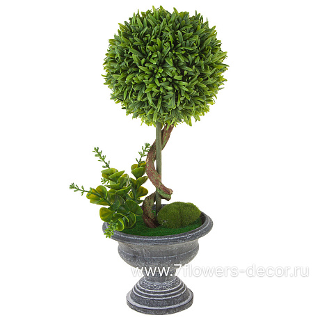 Растение искусственное в кашпо Самшит, 16xH37 см - фото 1