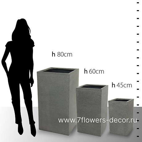 Кашпо Nobilis Marco Plain grey stone Column (файкостоун), 25x25xH45 см - фото 5