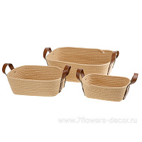 Корзина плетеная (ткань), 30x25xH12/18 см - 20x15xH8/14 см, набор (3 шт) - фото 1