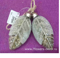 Елочная игрушка "Листья в связке" (стекло), 4xH10 см - фото 1