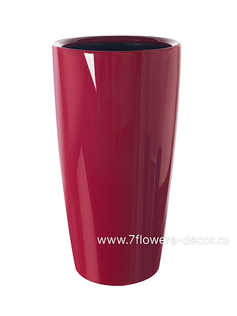 Кашпо Lechuza "Rondo Complete scarlet red high gloss" (пластик), D40xH75 см