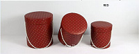 Коробка шляпная "Горох" (иск. кожа), D16,5xH18 см - D12,5xH13 см, набор (3 шт), с ручкой - фото 1
