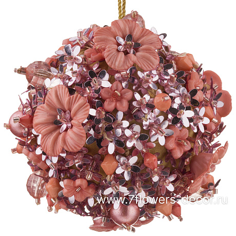 Елочная игрушка Шар (бисер), D8 см - фото 1