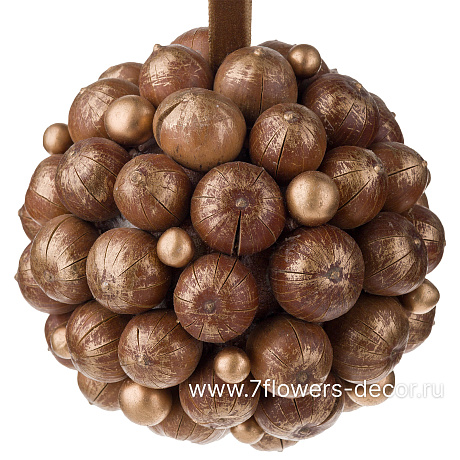 Елочная игрушка Шар (дерево), D12 см - фото 1