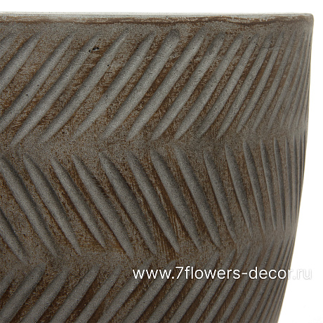 Кашпо Nobilis Marco Fishbone fossil wood Round (файкостоун), D33хH29 см - фото 2