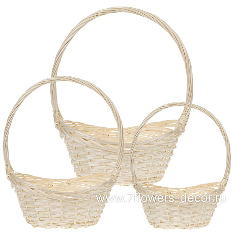 Корзина плетеная (ива), 39x28xH14/50 см - 29x20xH12/40 см, набор (3 шт) - фото 1