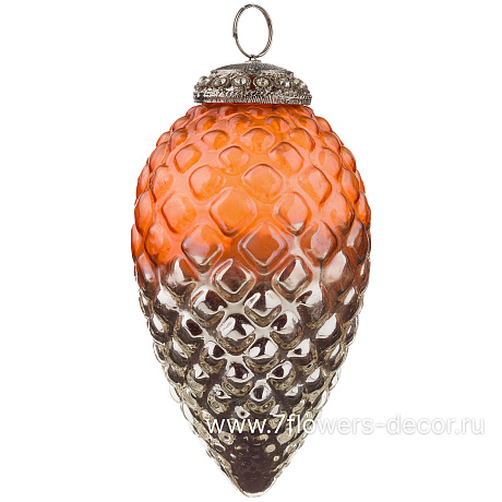 Елочная игрушка Шишка (стекло), H13 см - фото 1