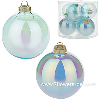 Елочная игрушка "Шар" (стекло), D8 см, набор (6 шт) - фото 1
