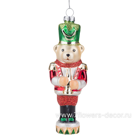 Елочная игрушка Медведь (стекло), 5x4xH14 см - фото 1