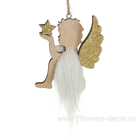 Елочная игрушка Ангел (дерево), Н10 см - фото 1
