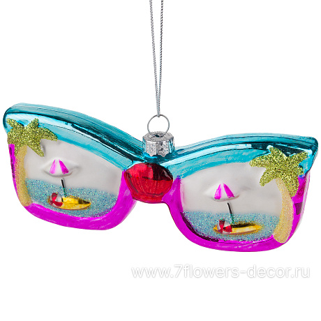 Елочная игрушка Очки (стекло), 14x2xH4 см - фото 1