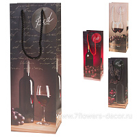 Набор пакетов подарочных "Wine", 12,5x10xH34,5 см (12шт), в асс. - фото 1