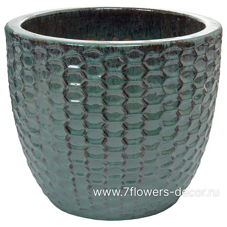 Кашпо Nobilis Marco Ocean Blue Relief Jar (керамика), D36хH316 см - фото 1