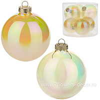 Елочная игрушка "Шар" (стекло), D8 см, набор (6 шт) - фото 1