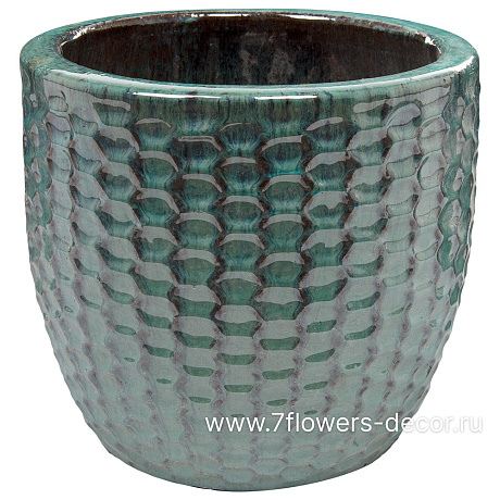 Кашпо Nobilis Marco Ocean Blue Relief Jar (керамика), D27хH24,5 см - фото 1
