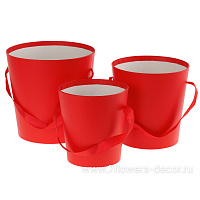 Коробка-кашпо, D19xH19 см - D14xH15 см, набор (3 шт), без крышки, с ручкой - фото 1