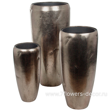 Кашпо полистоун Nobilis Marco Pa-silverbrown Vase, D31хH65 см с тех.горшком - фото 3