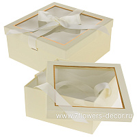 Набор коробок подарочных с бантом и окном, 25,5x25,5xH12 см, 23,5x23,5xH11 см (2шт)