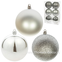 Елочная игрушка "Шар" (пластик), D8 см, набор (6 шт) - фото 1