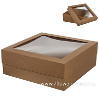 Коробка подарочная с окном (крафт), 40х40хН15 см - фото 1