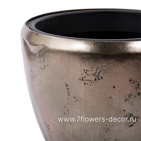 Кашпо полистоун Nobilis Marco Pa-silverbrown Round, D30хH25 см с тех.горшком - фото 2