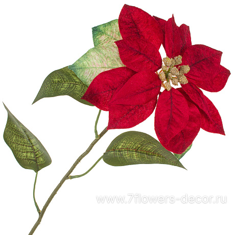 Цветок искусственный Пуансеттия (ткань), Н60 см - фото 1