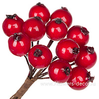 Шиповник искусственный на вставке (пластик), H11 см, набор (12 шт) - фото 1