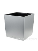 Кашпо Lechuza "Cube Premium Complete silver metallic" (пластик), 40x40xH40 см - фото 1