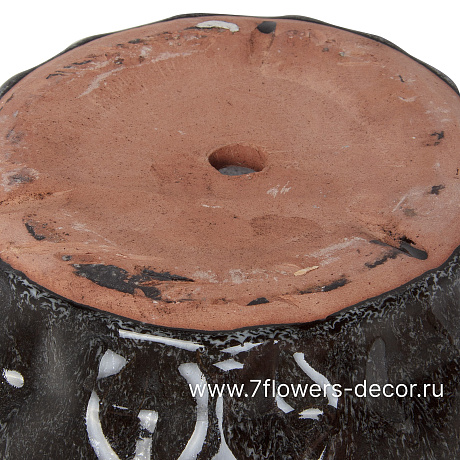 Кашпо Nobilis Marco Black Relief Round (керамика), D21,5хH17,5 см - фото 4