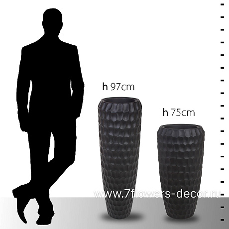 Кашпо Nobilis Marco Pm-antra Cells Vase (полистоун), D34хH97 см, с тех.горшком - фото 5