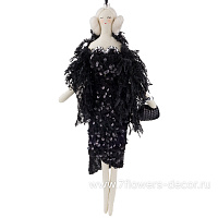 Елочная игрушка "Дама" (ткань), 18xH39 см - фото 1