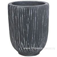Кашпо Nobilis Marco "Ribs graphite Jar" (файберклэй), D12хH15 см - фото 1